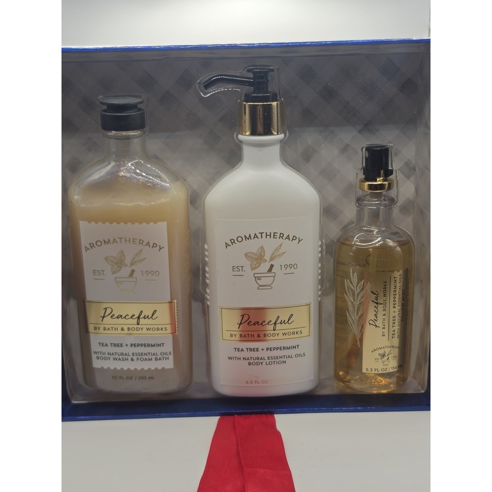 Bath & Body Works Aromatherapy Peaceful Holiday  Set Tea Tree Peppermint G66J